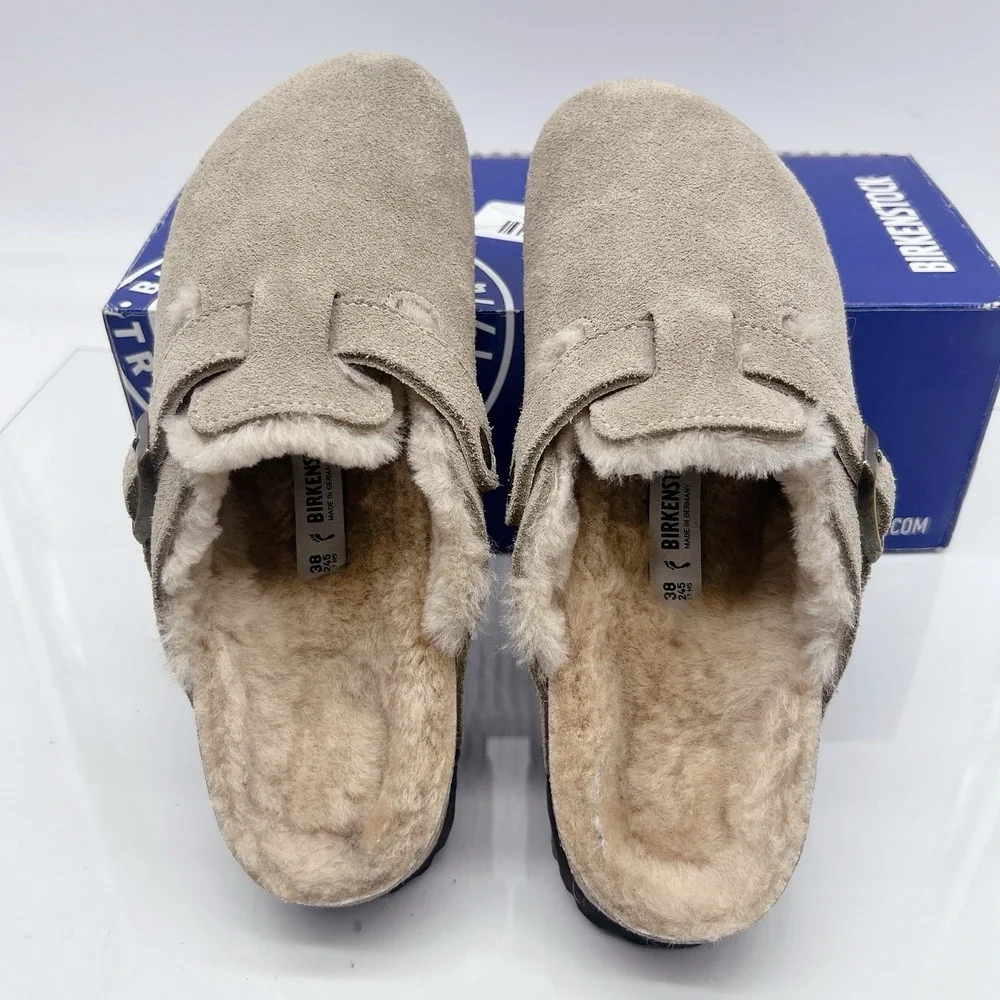 Birkenstock Boston Shearling Women's Clogs Slip On Comfort Gray Suede EU 38 US 7 - Picture 14 of 15